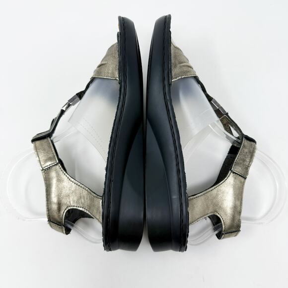 NAOT Metallic Gold Leather Flat Sandals EU 39/US 8 Made in Israel Comfort Shoes - Picture 6 of 10